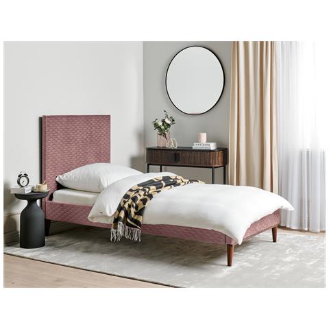 Letto Matrimoniale Velluto Rosa 90 X 200 Cm Bayonne - Foto 1