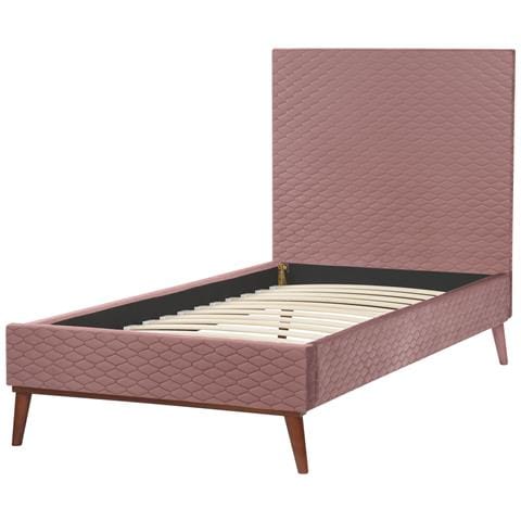 Letto Matrimoniale Velluto Rosa 90 X 200 Cm Bayonne - Foto 2
