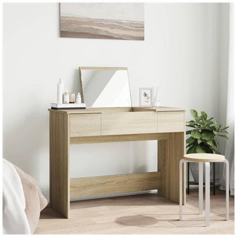 Toeletta Con Specchio Rovere Sonoma 100x45x76 Cm - Foto 3