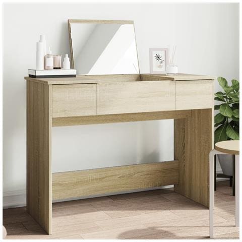 Toeletta Con Specchio Rovere Sonoma 100x45x76 Cm - Foto 1