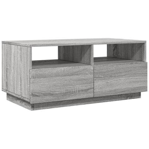 Tavolino Da Soggiorno Con Luci Led Grigio Sonoma 90x49x40 Cm - Foto 3