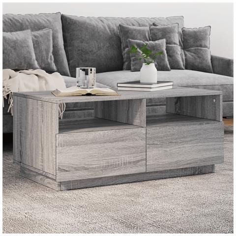Tavolino Da Soggiorno Con Luci Led Grigio Sonoma 90x49x40 Cm - Foto 1