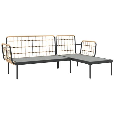 Set Salotto da Giardino 3 pz con Cuscini Beige in Polyrattan - Foto 10
