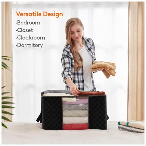 Scatole Portaoggetti Con Coperchio, Custodia Per Trapunta Per Armadio Black Xl - Foto 2