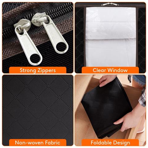 Scatole Portaoggetti Con Coperchio, Custodia Per Trapunta Per Armadio Black Xl - Foto 5