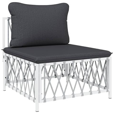 Set Salotto da Giardino 7 pz con Cuscini in Acciaio Bianco - Foto 2