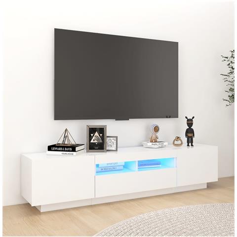 Mobile Porta TV con Luci LED Bianco 180x35x40 cm - Foto 2