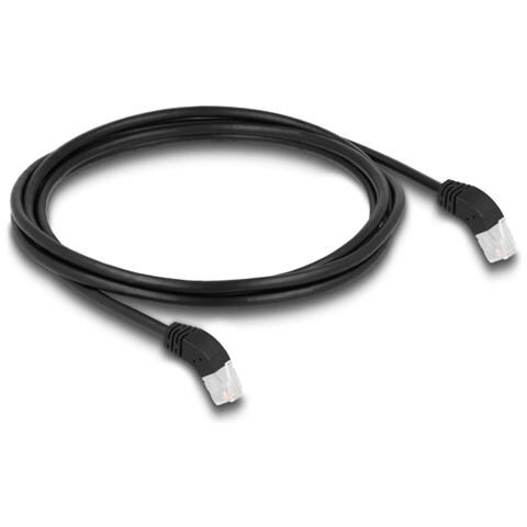 Cavo di rete RJ45 Cat. 6A S /FTP da 45° angolato verso l'alto 2 m nero - Foto 1