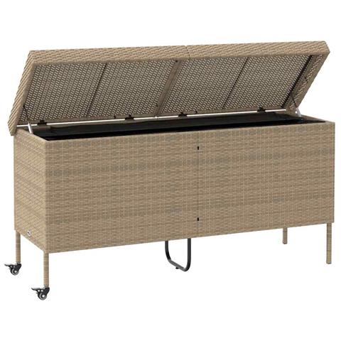 Contenitore da Giardino con Ruote Beige 160x55x75 cm Polyrattan - Foto 2