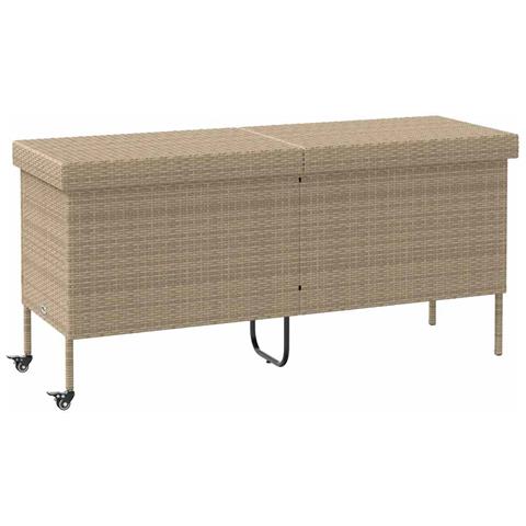 Contenitore da Giardino con Ruote Beige 160x55x75 cm Polyrattan - Foto 1
