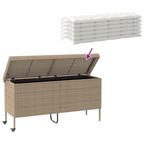 Contenitore da Giardino con Ruote Beige 160x55x75 cm Polyrattan - Foto 10