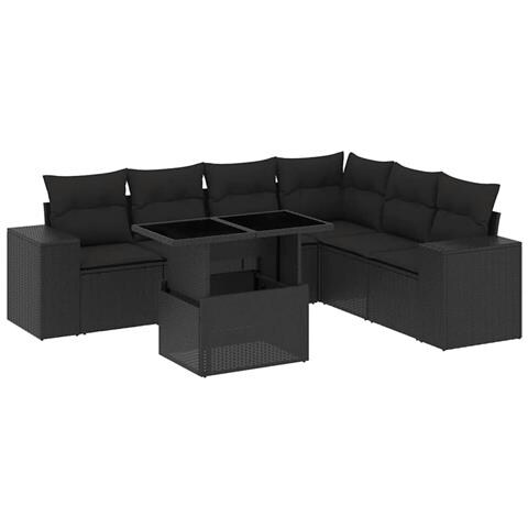 Set Divani Da Giardino Con Cuscini 7pz Nero Polyrattan - Foto 2
