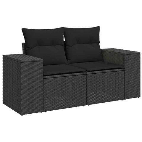 Set Divani Da Giardino Con Cuscini 7pz Nero Polyrattan - Foto 3