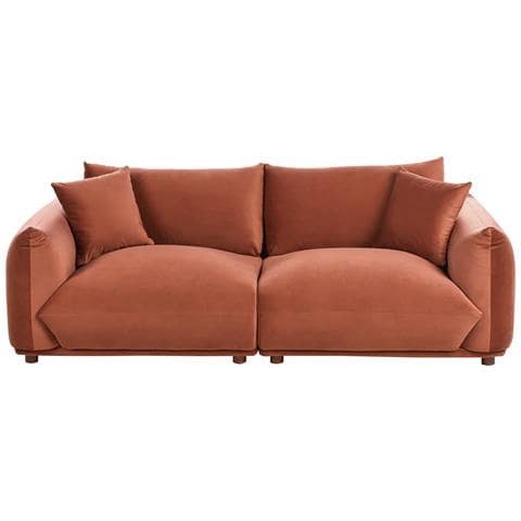 Divano 3 Posti Luvos Velluto Marrone Dorato - Foto 2