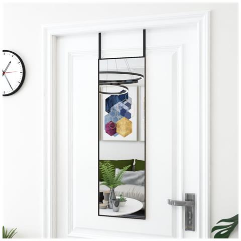 Specchio Da Porta Nero 30x100 Cm In Vetro E Alluminio - Foto 4