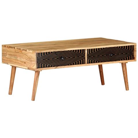 Lusso Casadino -  Tavolino Da Salotto 100x50x39 Cm In Legno Massello Di Acacia - Foto 2