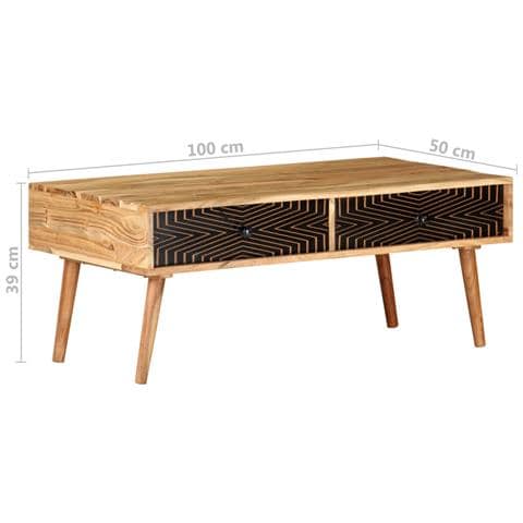 Lusso Casadino -  Tavolino Da Salotto 100x50x39 Cm In Legno Massello Di Acacia - Foto 8