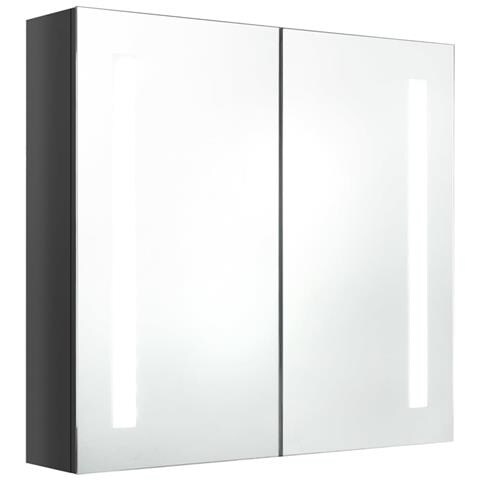 Lusso Casadino -  Armadietto Bagno Con Specchio E Led Grigio Lucido 62x14x60 Cm - Foto 1