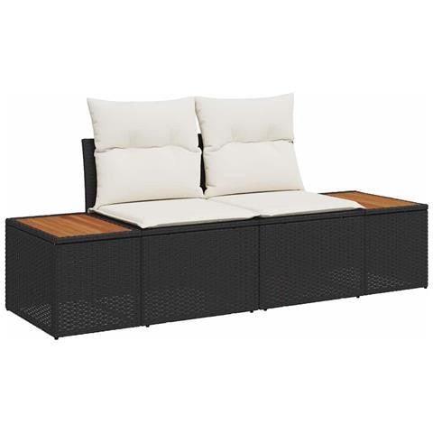 Divano da giardino a 2 posti con cuscini Nero Polyrattan - Foto 1
