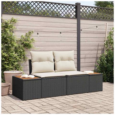 Divano da giardino a 2 posti con cuscini Nero Polyrattan - Foto 2