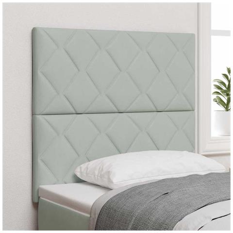 Testiera Design Blocchi di Diamante Grigia Chiara 100 cm Velluto,  Testiera Design Blocchi di Diamante Grigia Chiara 200 cm Velluto - Foto 2