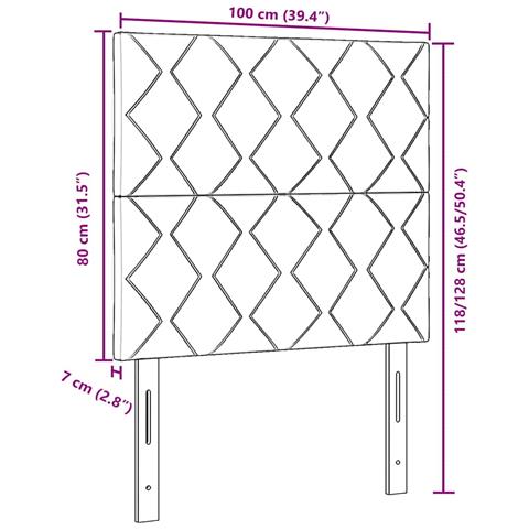 Testiera Design Blocchi di Diamante Grigia Chiara 100 cm Velluto,  Testiera Design Blocchi di Diamante Grigia Chiara 200 cm Velluto - Foto 9
