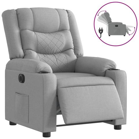 Poltrona Elettrica Reclinabile Grigio Chiaro in Tessuto - Foto 1
