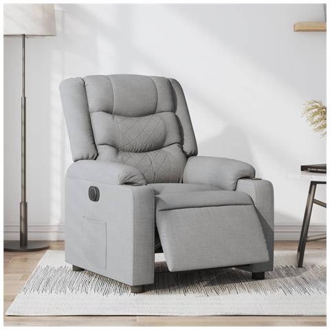 Poltrona Elettrica Reclinabile Grigio Chiaro in Tessuto - Foto 2