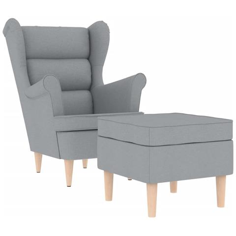 Poltrona con Poggiapiedi Grigio Chiaro in Tessuto - Foto 1