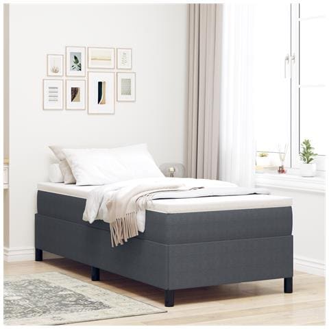 Letto a molle Grigio Scuro 90 x 190 cm Tessuto in Cords - Foto 2