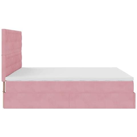 Struttura Letto Pouf con Materassi Rosa 180x200 cm Velluto - Foto 9