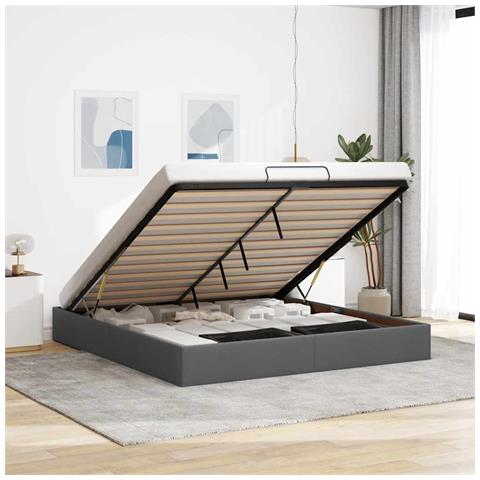 Struttura Letto Pouf senza Materasso 180x200 cm in Tessuto - Foto 2