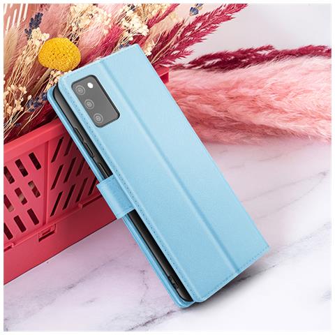 Custodia A Portafoglio Per Galaxy A02s / A03s Con Supporto E Linguetta Magnetica, Azzurro - Foto 5