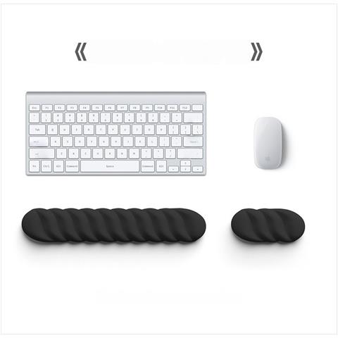 Combo Ergonomico Poggiapolsi Tastiera E Mouse Pad Per Sollievo Affaticamento Mani In Ufficio Black - Foto 1
