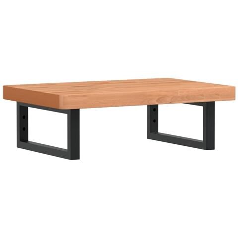 Ripiano a Parete per Lavabo in Acciaio e Massello di Faggio - Foto 1