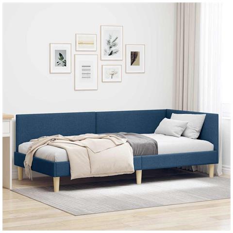 Cornice del letto ad angolo Altro con testiera Blu 80 x 200 cm - Foto 2