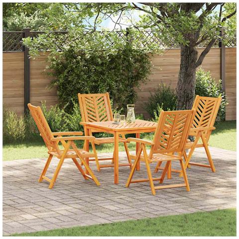 Set da Pranzo per Giardino 5 pcs Marrone 90 x 90 x 74 cm - Foto 2