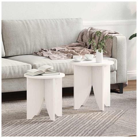 Tavolino da salotto 2 pcs Bianco 41,5 x 41,5 x 44 cm - Foto 2