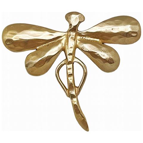 Spilla A Forma Di Libellula In Zama Placcata Oro 6,5x8 Cm - Foto 1