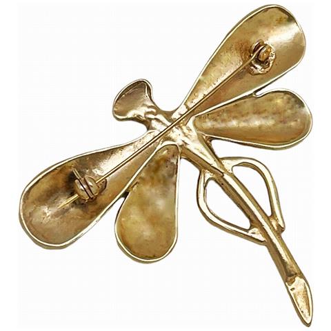 Spilla A Forma Di Libellula In Zama Placcata Oro 6,5x8 Cm - Foto 2