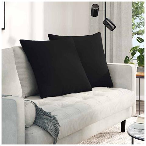 Cuscini da Divano 2 pcs Nero 80 x 80 cm Tessuto - Foto 2