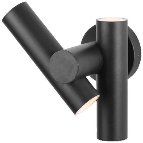 2*Faretti LED Da Muro 6W con Doppio Fascio Luminoso Regolabile a 360° Colore Nero 3000K IP44, colore Nero - Foto 1