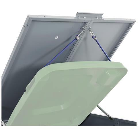 Copribidone con Ruote per 4 Bidoni Grigio 276x79x117cm Acciaio - Foto 9