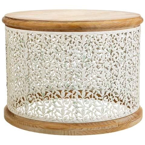 Tavolino In Legno Bianco E Metallo 63,5x63,5x46,5h - Foto 1