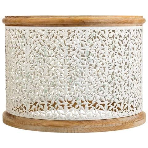 Tavolino In Legno Bianco E Metallo 63,5x63,5x46,5h - Foto 2