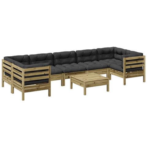 Set Divani da Giardino 8pz con Cuscini Legno Impregnato di Pino - Foto 1