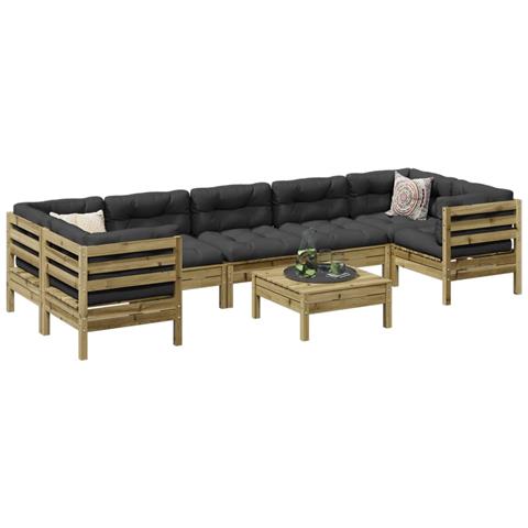 Set Divani da Giardino 8pz con Cuscini Legno Impregnato di Pino - Foto 2