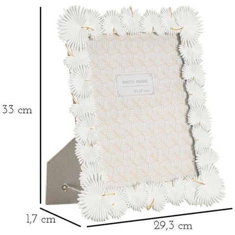Cornice Portafoto Palm Leaf In Resina Bianca Con Foglie Di Palma 20x25 - Foto 6