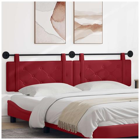 Testata appesa Rosso Vino 210 x 55 x 5 cm Pelle Sintetica - Foto 2