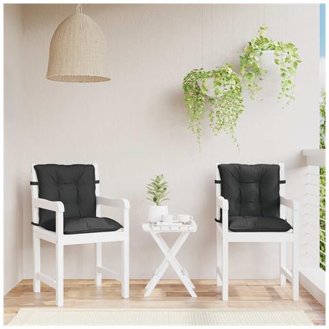 Set di Cuscini per Sedia Bassa 2 pcs Melange Nero - Foto 2